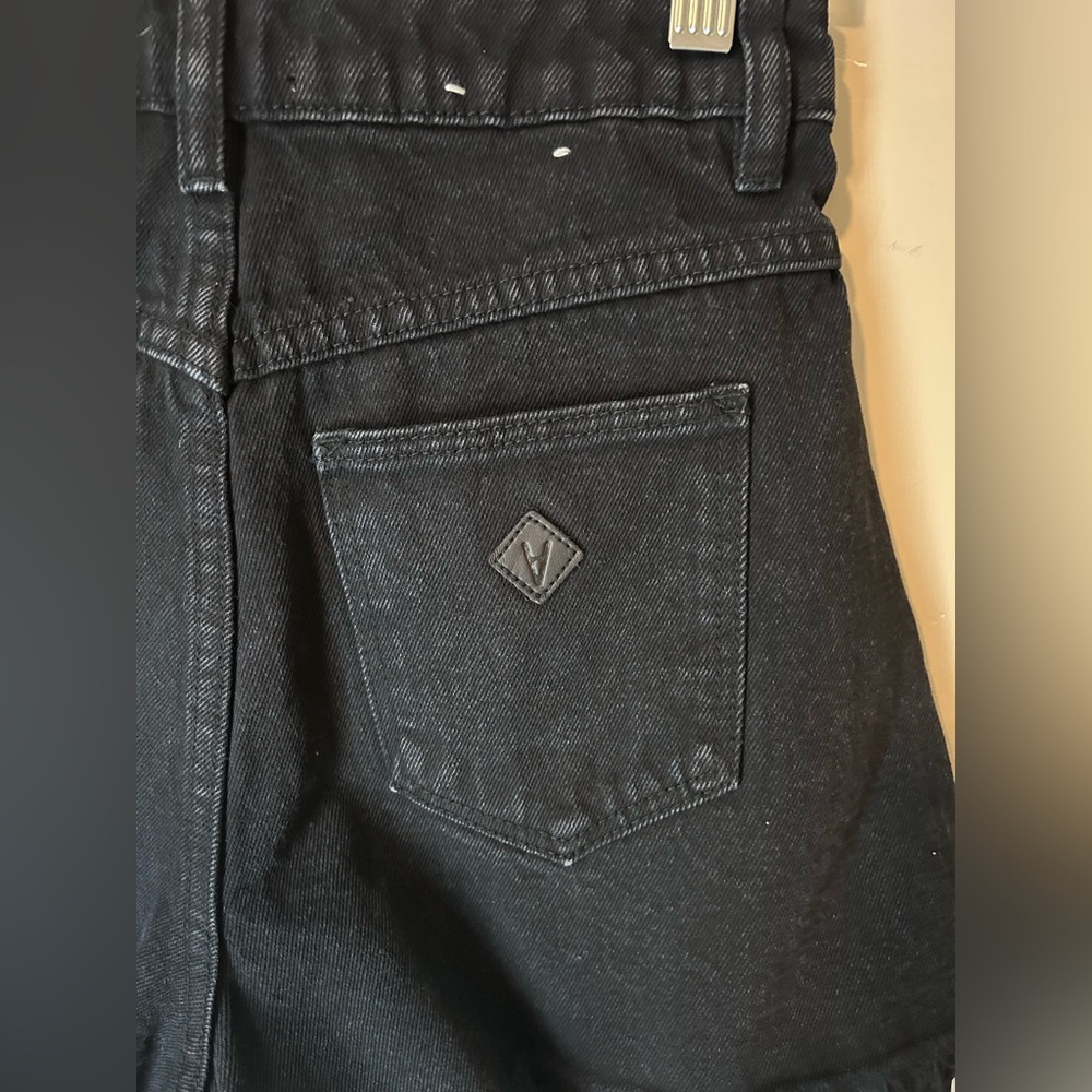 Abrand Venice Short High Rise Fringe Hem Black Wash Size 24 Grunge - Picture 7 of 14